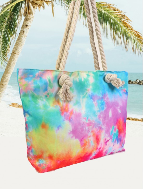 Canvas Tie Dye Print Shoulder Tote